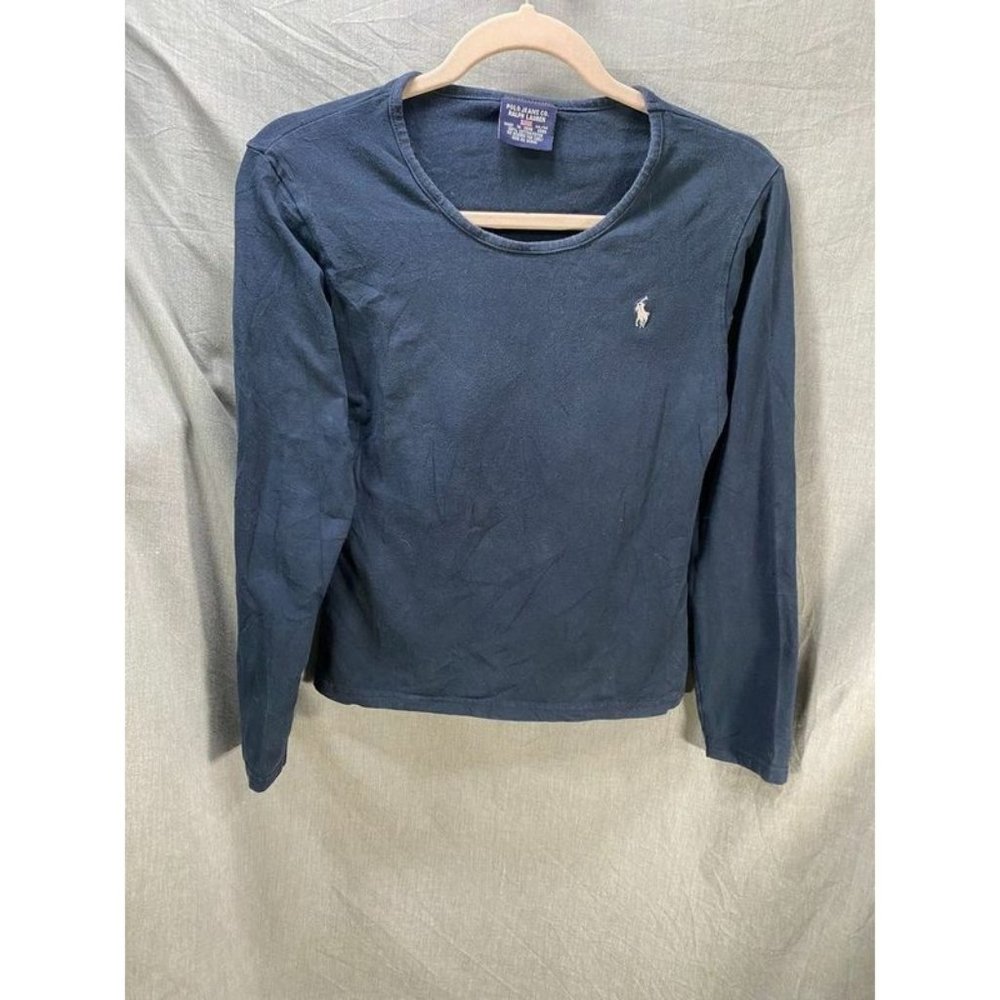 Polo Leans Co. Ralph Lauren Shirt Youth‎ M Blue Long Sleeve Pullover Girls Kids.